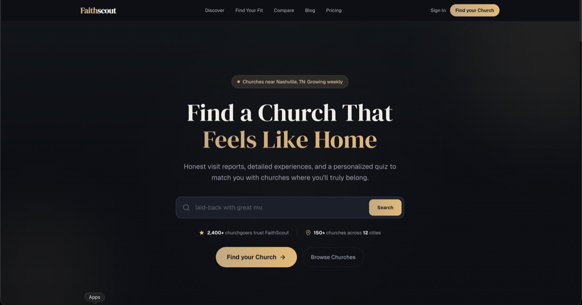 FaithScout homepage screenshot