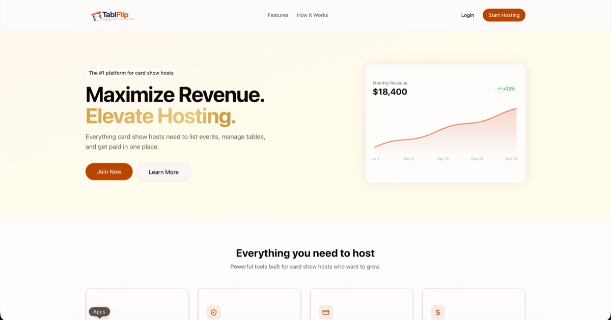 TablFlip homepage screenshot